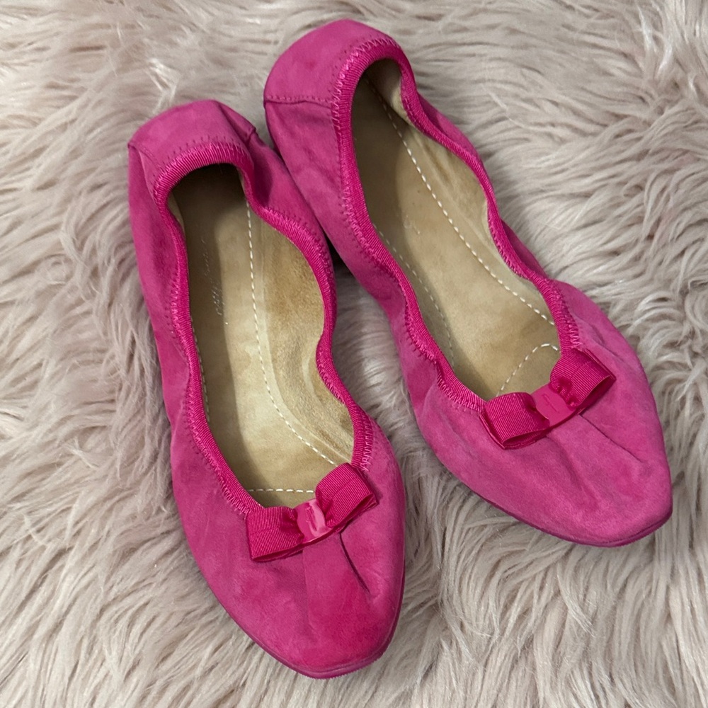 Salvatore Ferragamo Varina Pink Suede Bow Women's Ballet Flats size 10